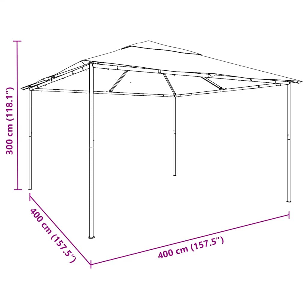 Pavilion Partyzelt Überdachung 4x4 m Stahl Beige