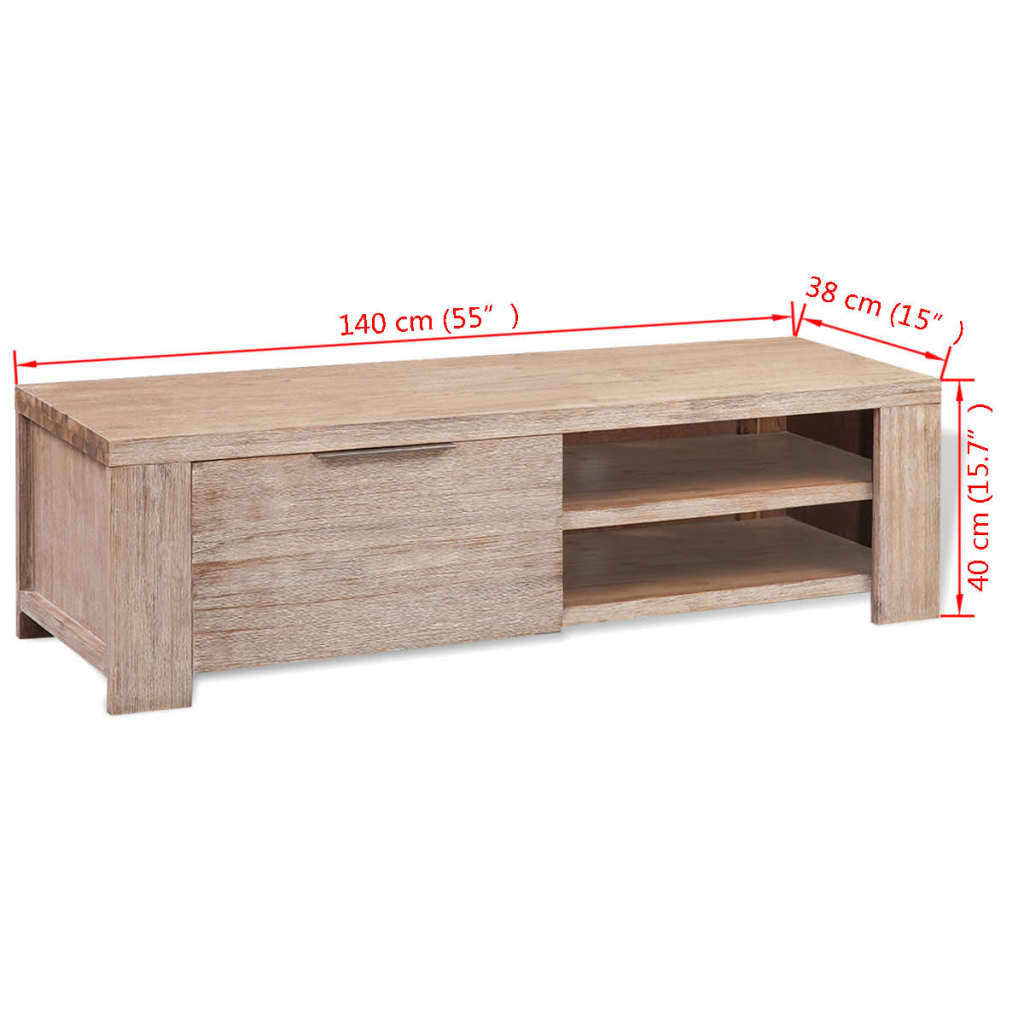 TV-Schrank Massivholz Akazie Gebürstet 140x38x40 cm