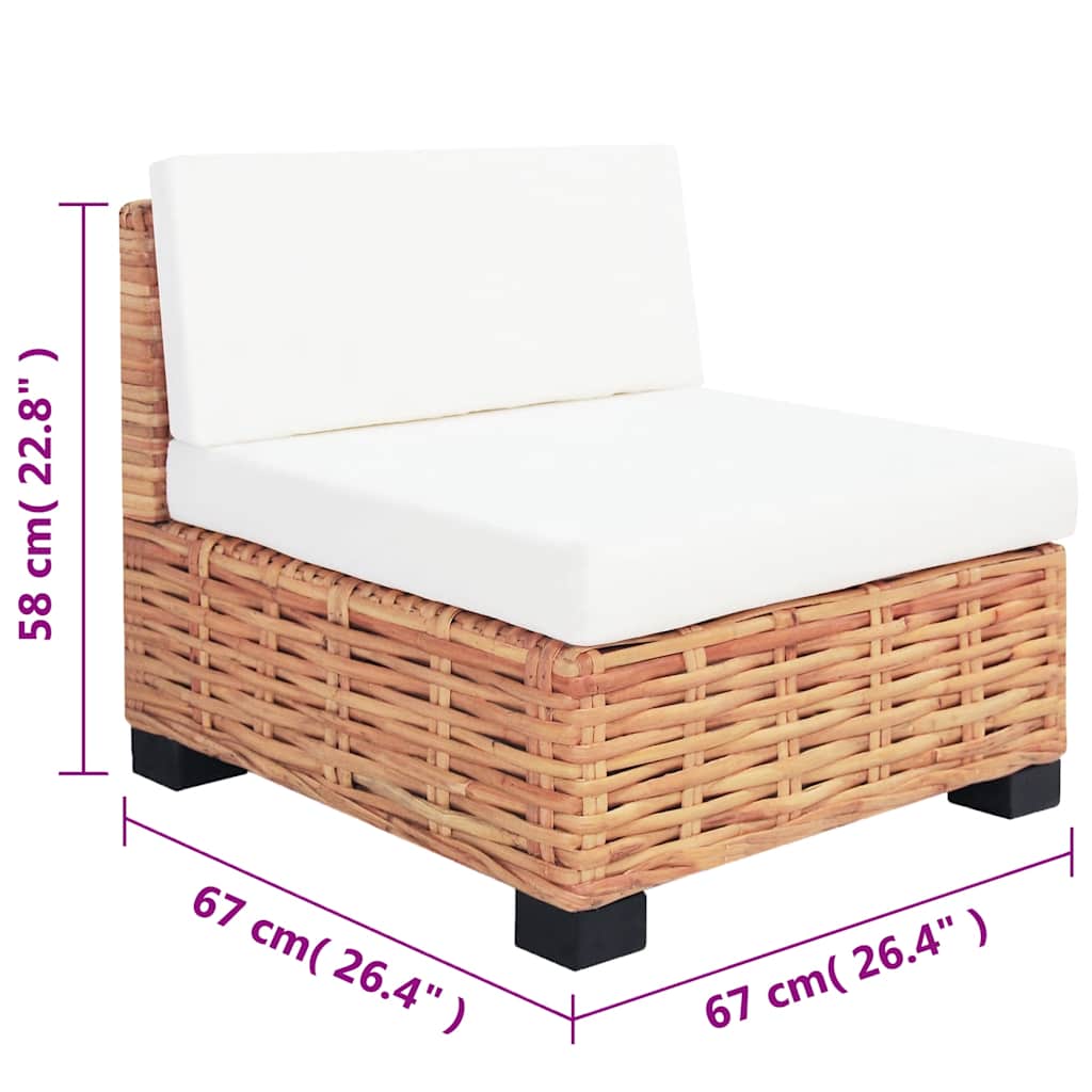 Sofagarnitur 14-tlg. Natürliches Rattan