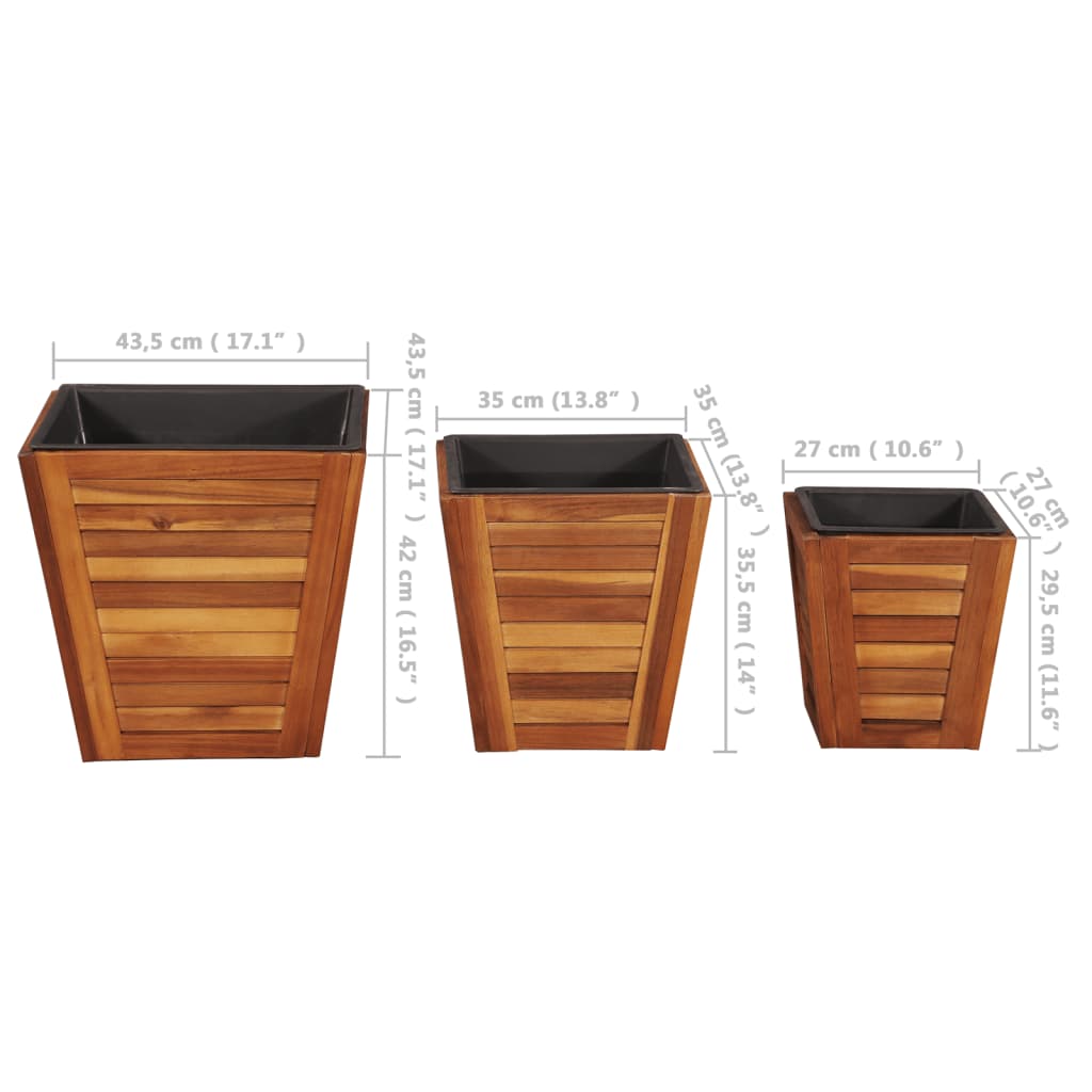 Garten-Hochbeet-Set 3-tlg. Viereckig Akazie Massivholz