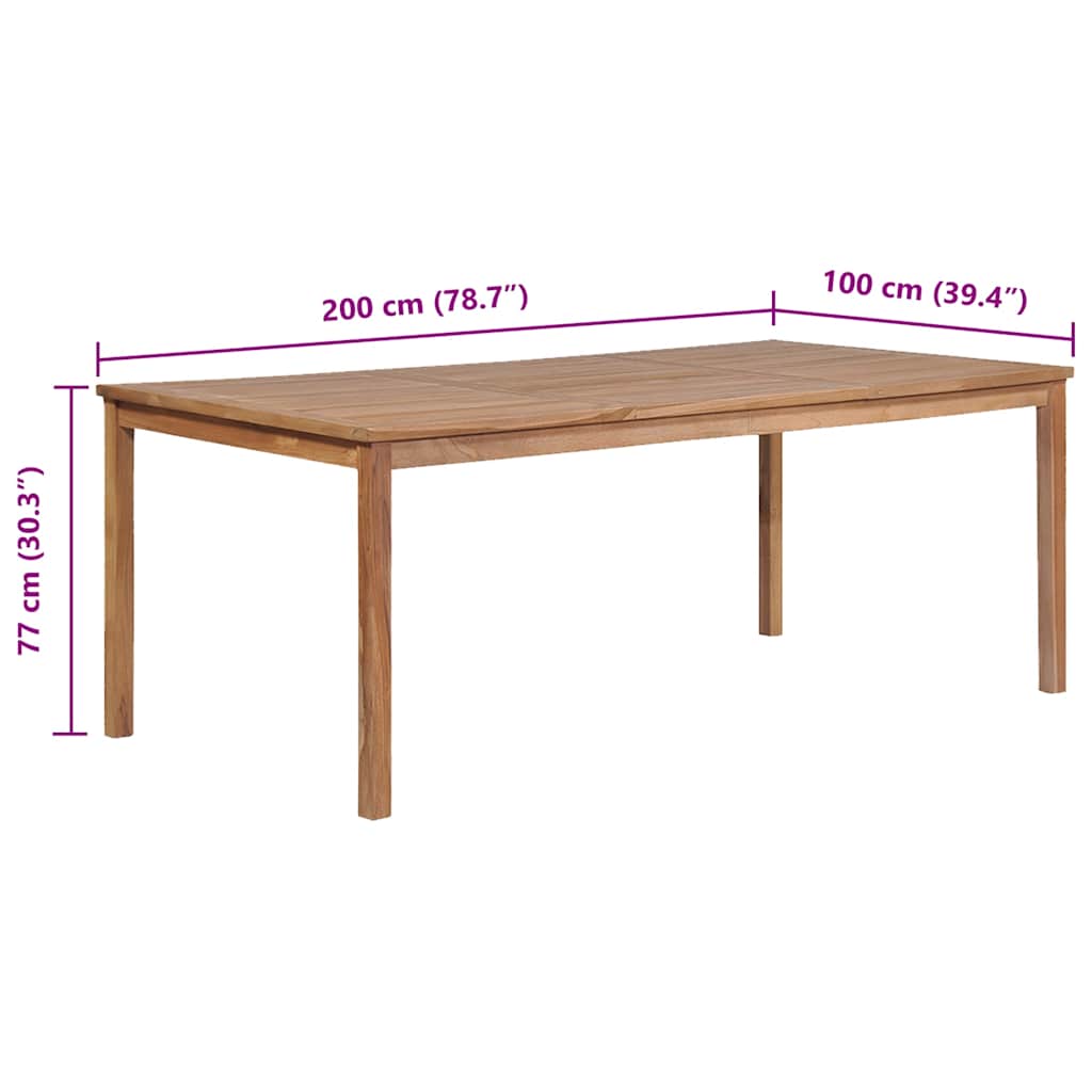 Gartentisch 200x100x77 cm Massivholz Teak