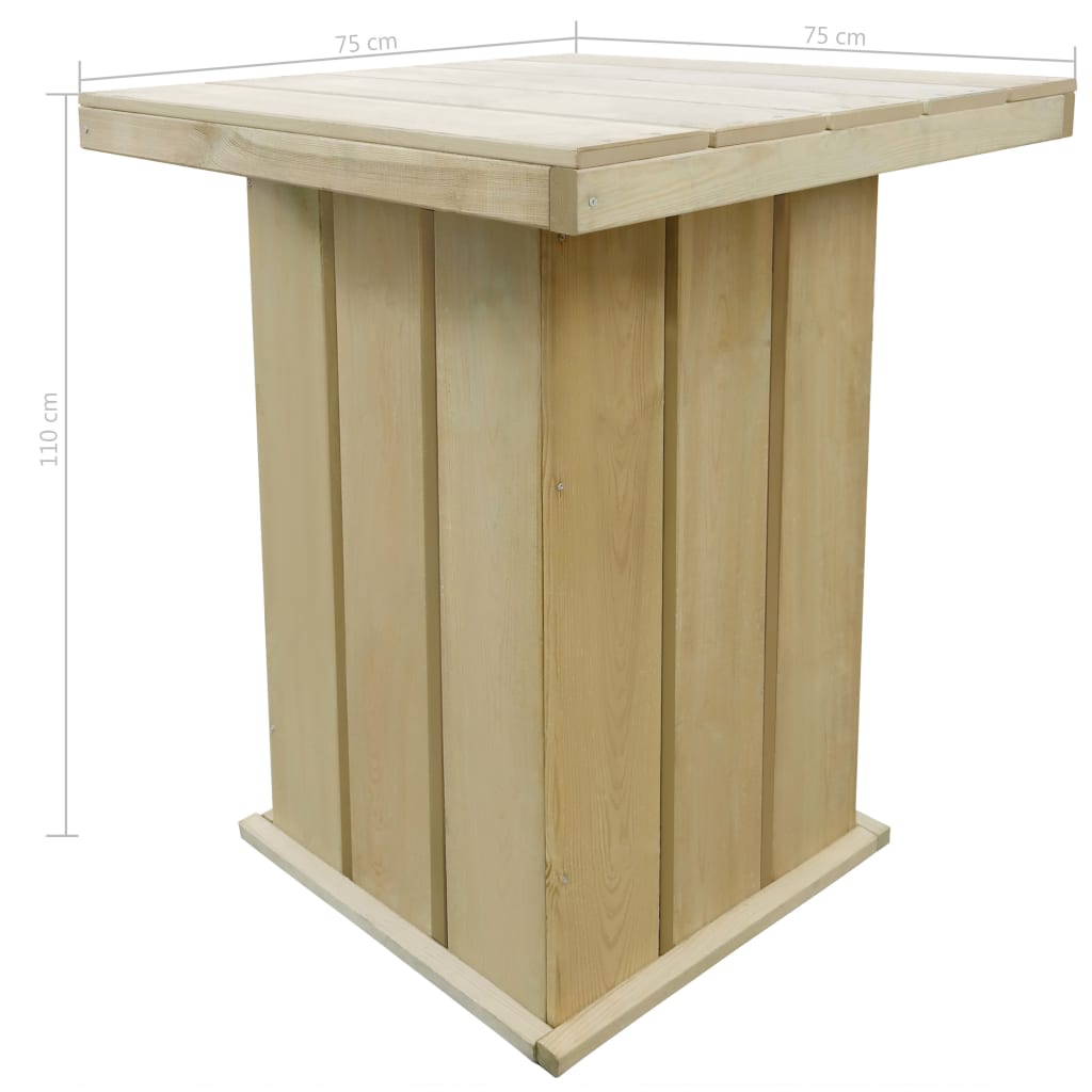 Bartisch 75x75x110 cm Kiefernholz Imprägniert