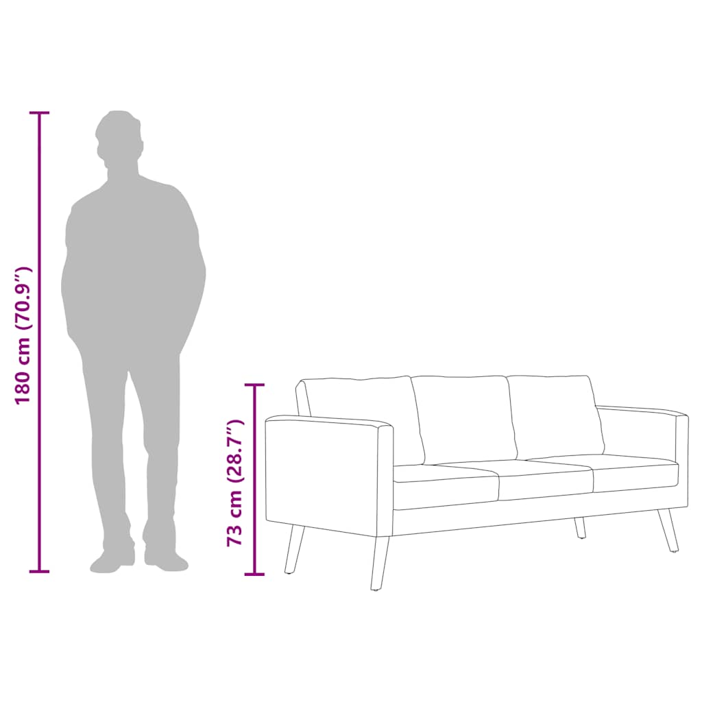 Sofa 3-Sitzer Stoff Dunkelgrau