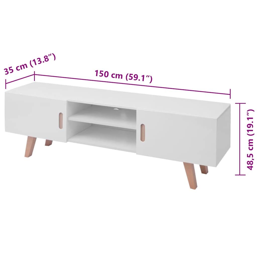 TV-Schrank MDF 150x35x48,5 cm Hochglanz-Weiß