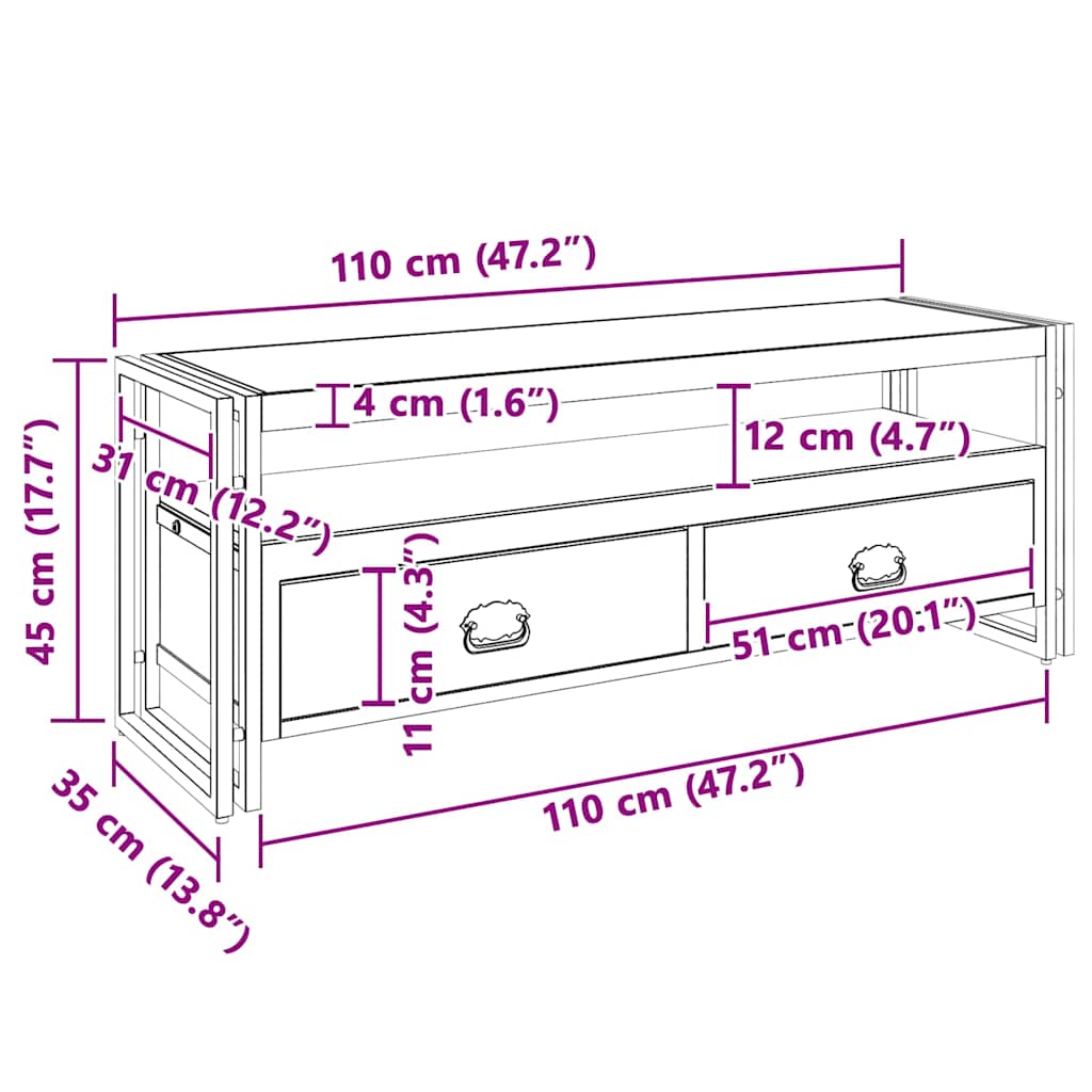 TV-Schrank Altholz Massiv