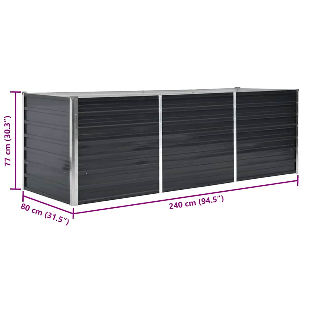 Garten-Hochbeet Anthrazit 240 x 80 x 77 cm Verzinkter Stahl
