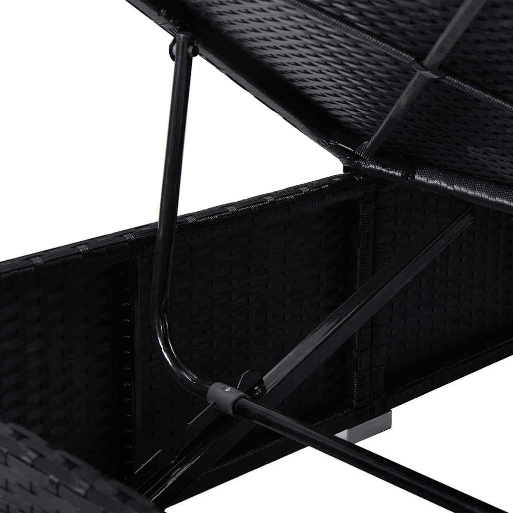 Garten Sonnenliegen mit Kissen 3 pcs Schwarz Poly Rattan