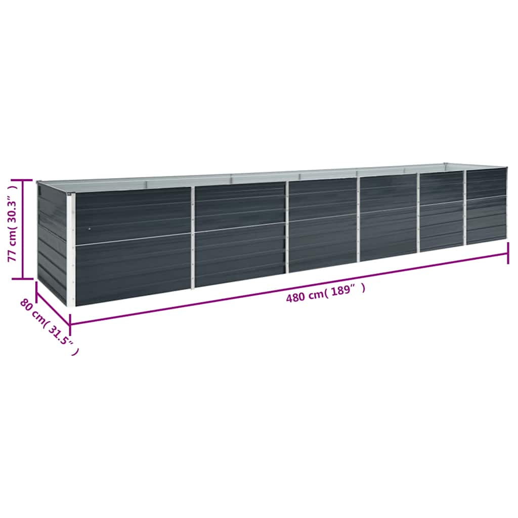 Garten-Hochbeet Verzinkter Stahl 480x80x77 cm Anthrazit