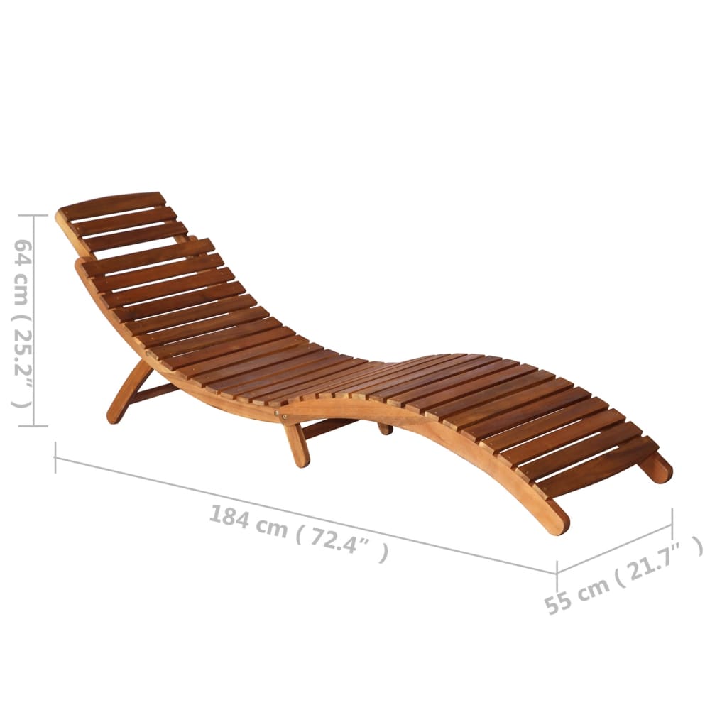 Sonnenliege mit Tisch Massivholz Akazie Braun
