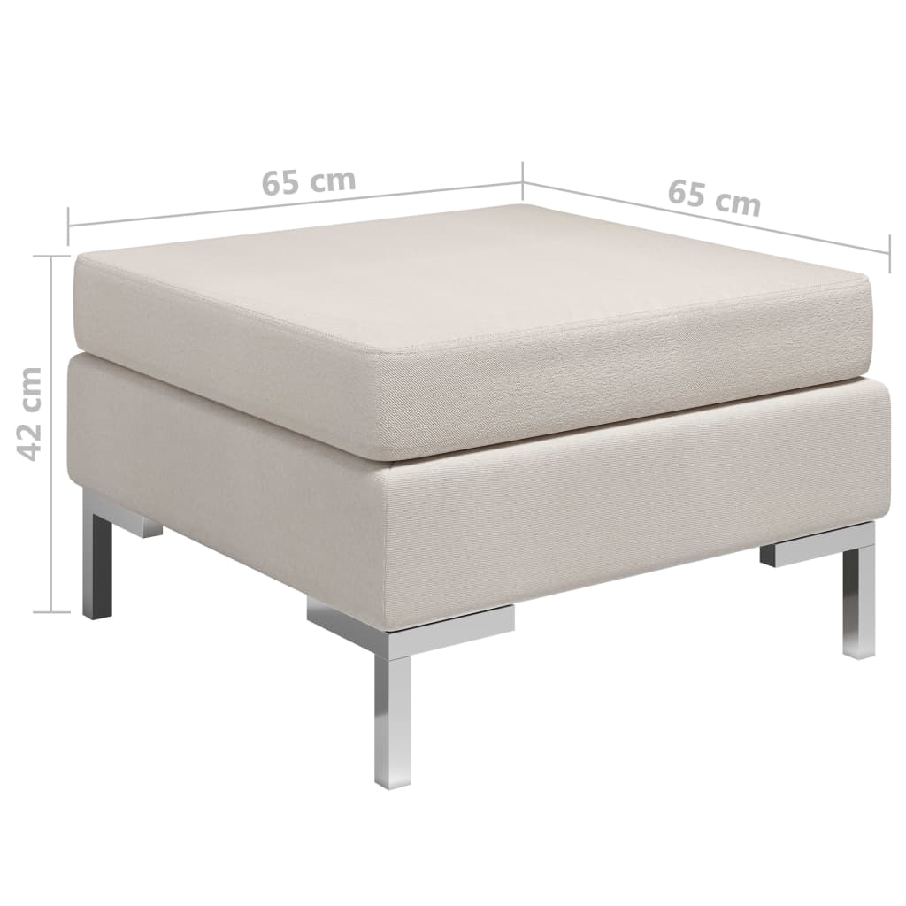 Fußhocker Modular mit Auflage Stoff Cremeweiß