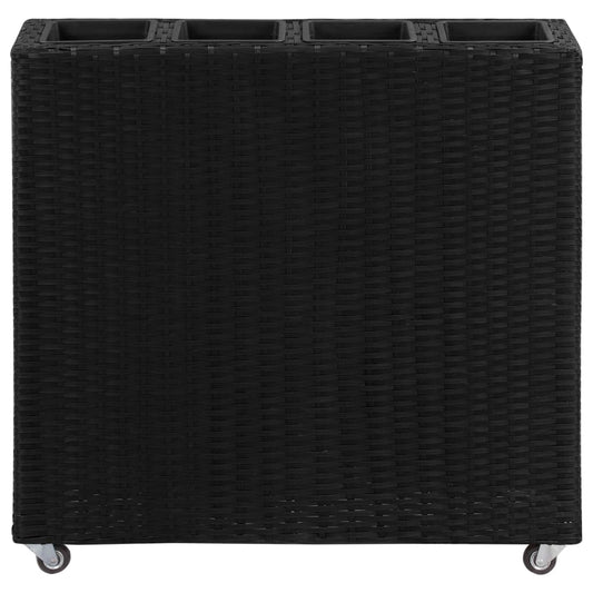 Garten-Hochbeet mit 4 Töpfen 80x22x79 cm Poly-Rattan Schwarz