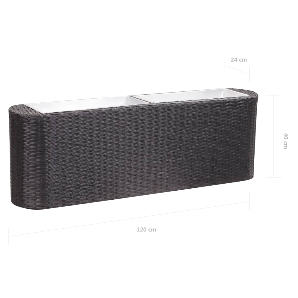 Garten-Hochbeet 120×24×40 cm Poly Rattan Schwarz