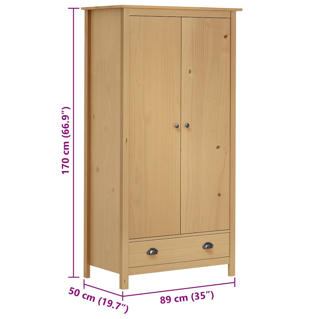 Kleiderschrank mit 2 Türen Hill 89x50x170 cm Massivholz Kiefer
