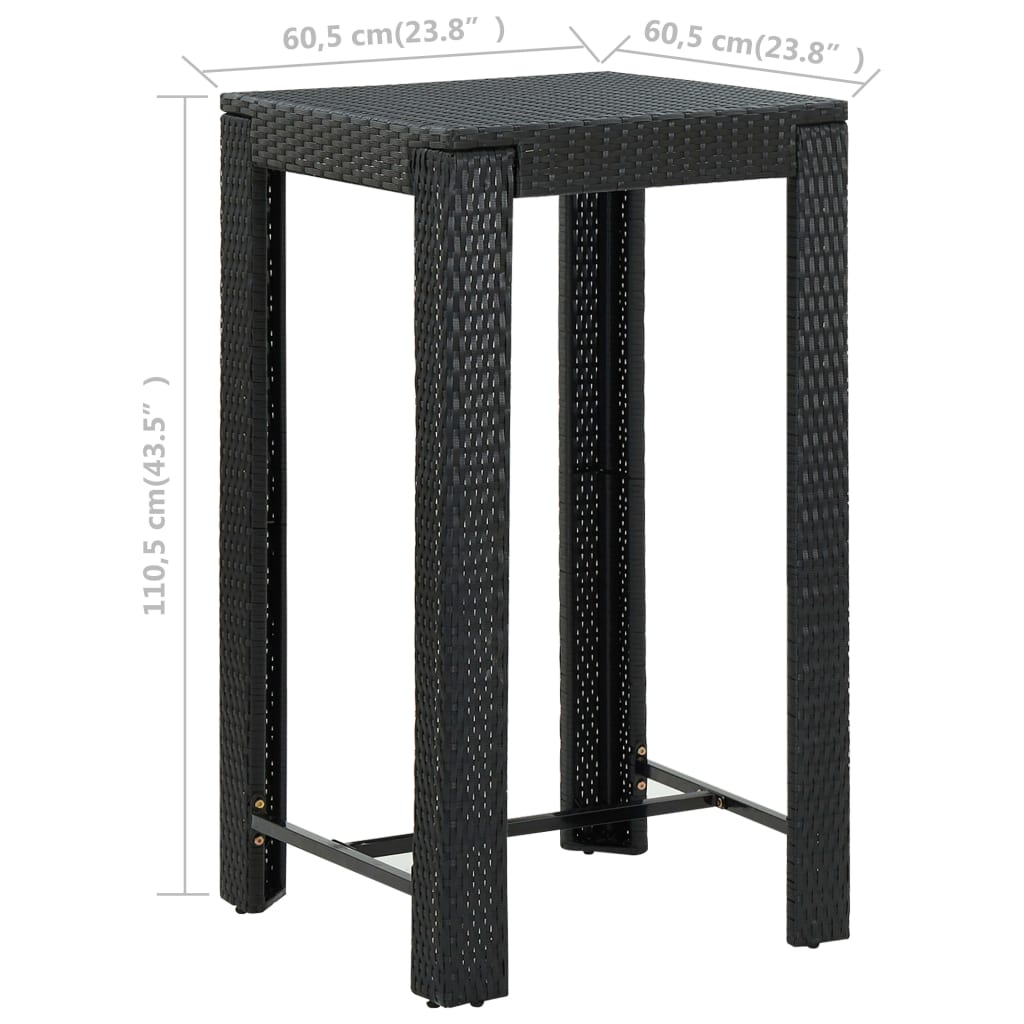 Garten-Bartisch Schwarz 60,5x60,5x110,5 cm Poly Rattan