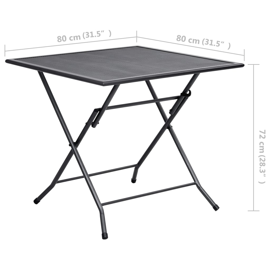 Klapptisch Mesh 80x80x72 cm Stahl Anthrazit