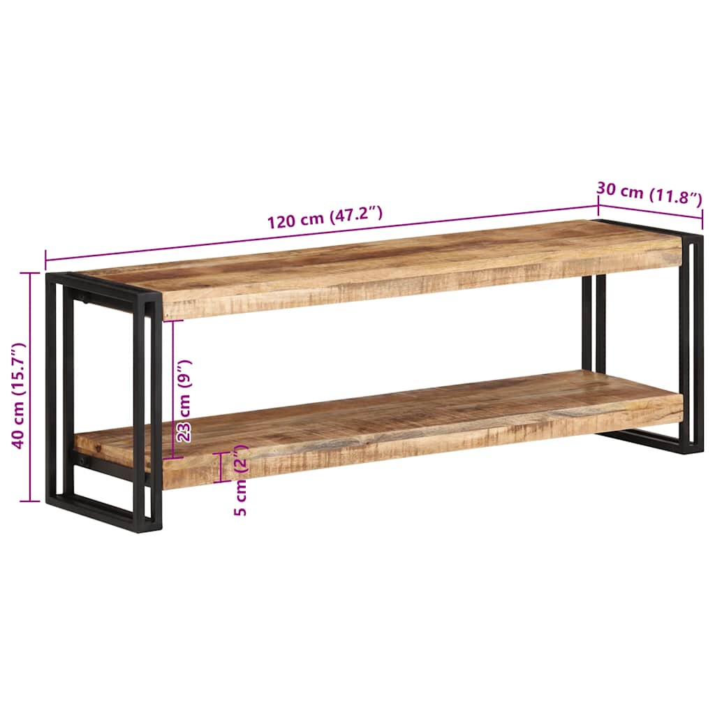TV-Schrank 120x30x40 cm Raues Mangoholz