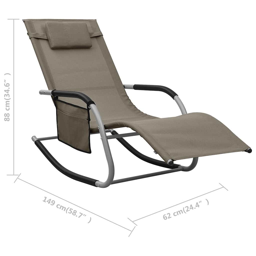 Sonnenliegen 2 Stk. Textilene Taupe und Grau