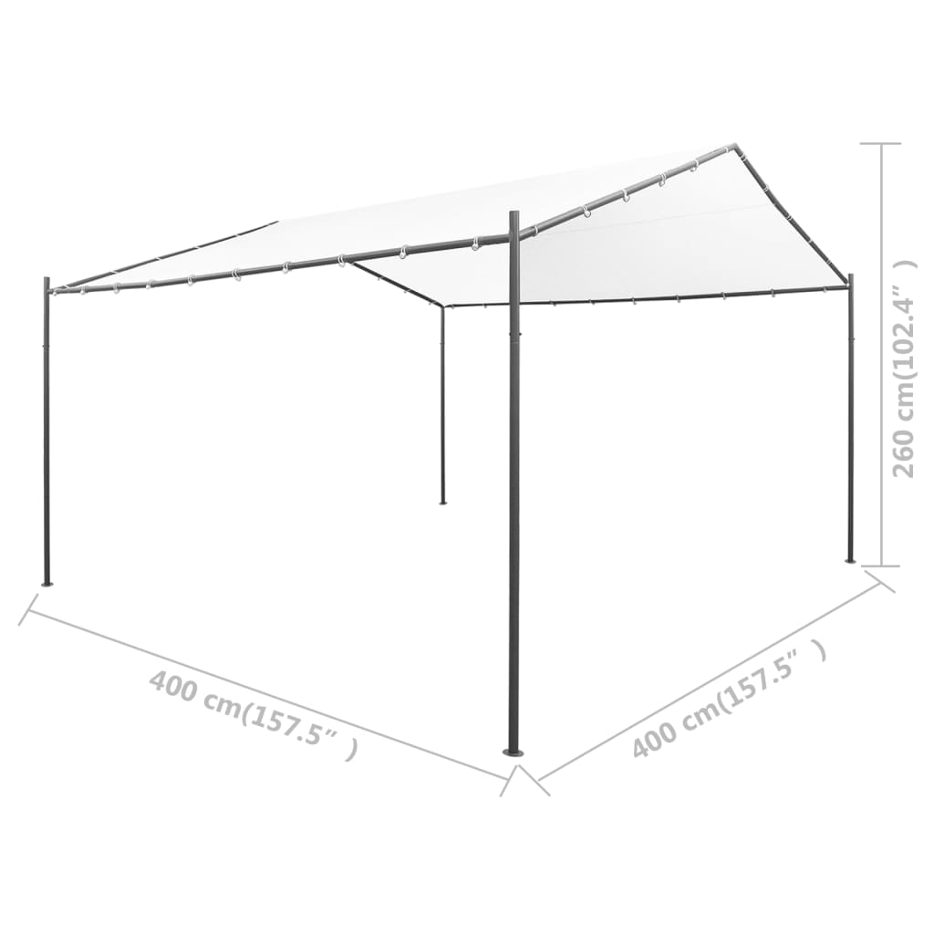 Gartenpavillon 400x400x260 cm Weiß 180 g/m²
