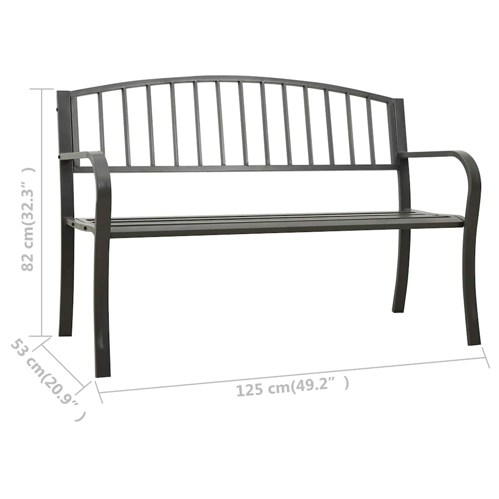 Gartenbank 125 cm Stahl Grau