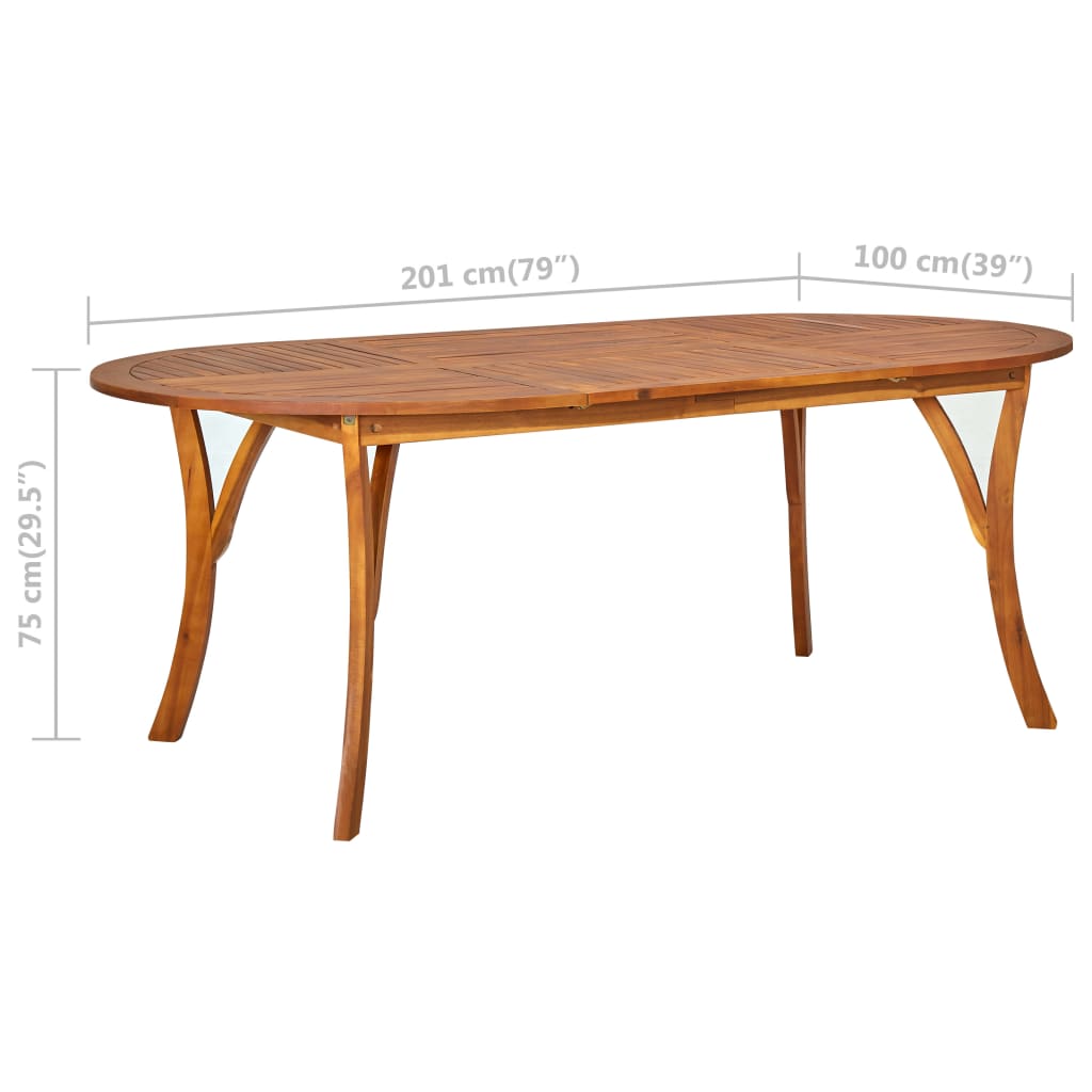 Gartentisch 201x100x75 cm Akazie Massivholz