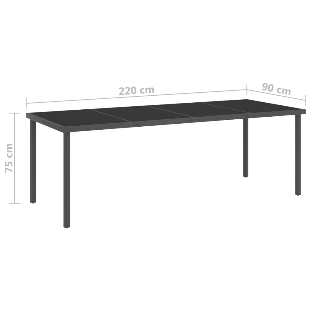 Garten-Esstisch Anthrazit 220x90x75 cm Stahl und Glas