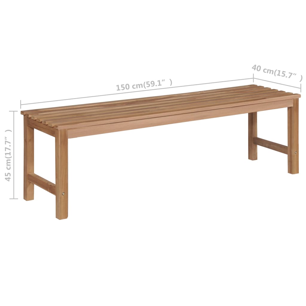 Gartenbank mit Anthrazit Auflage 150 cm Massivholz Teak