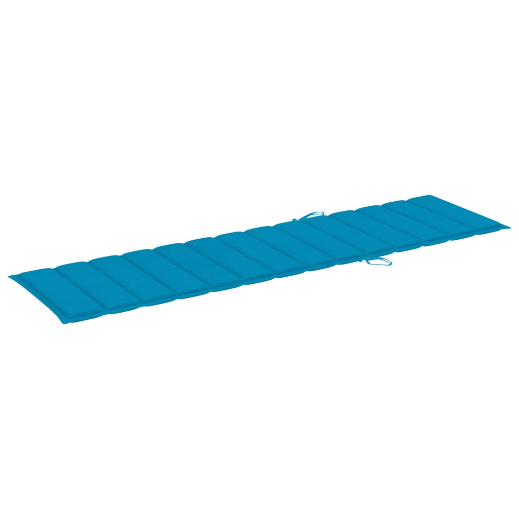 Sonnenliege mit Auflage Blau Massivholz Teak