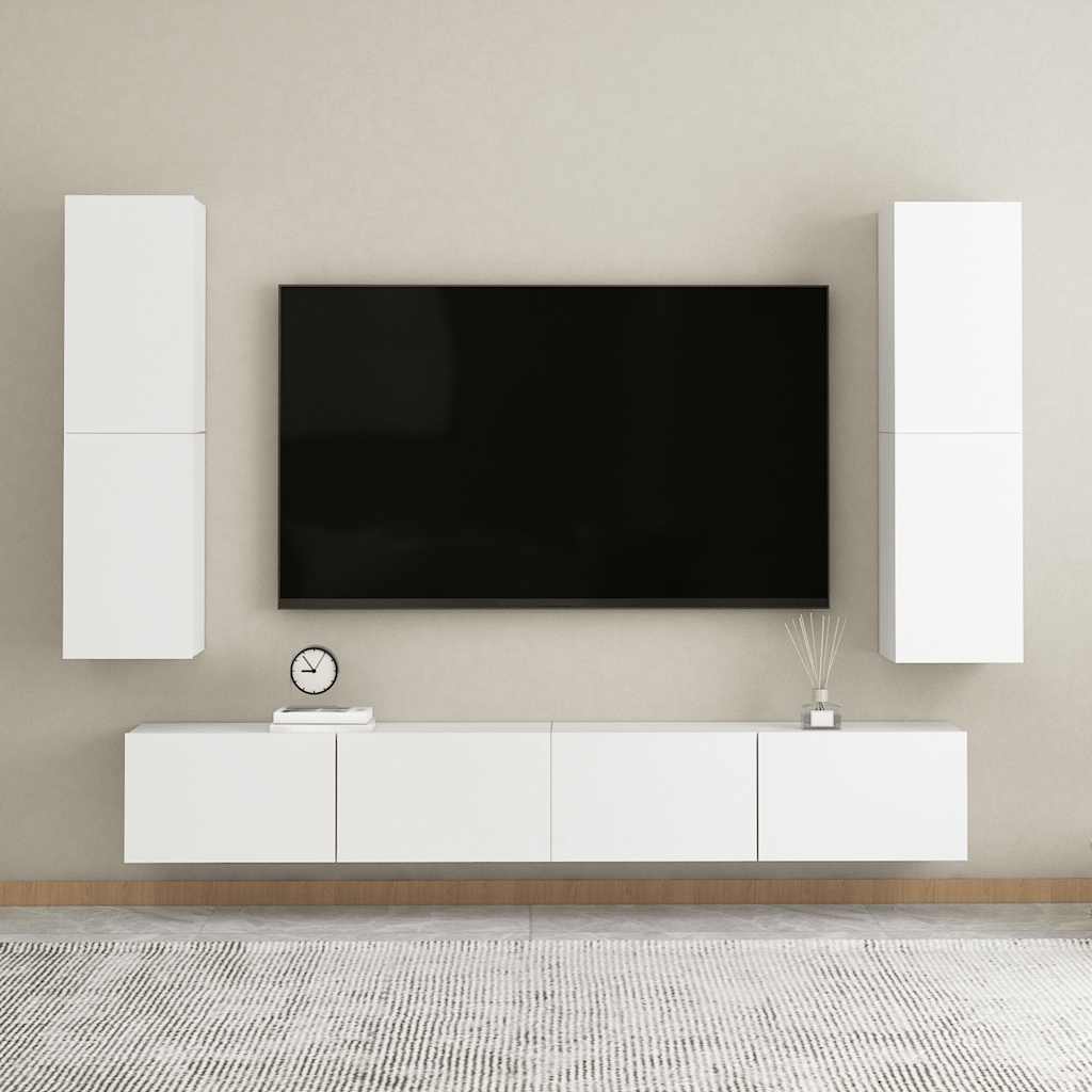 TV-Schränke 2 Stk. Weiß 30,5x30x110 cm Holzwerkstoff