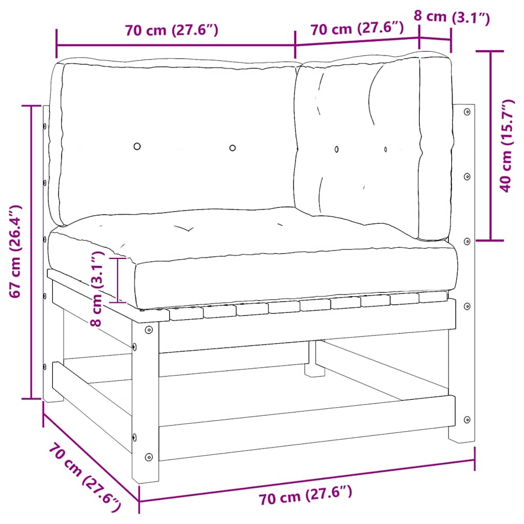 Gartensofa 2-Sitzer mit Kissen Grau Kiefer Massivholz