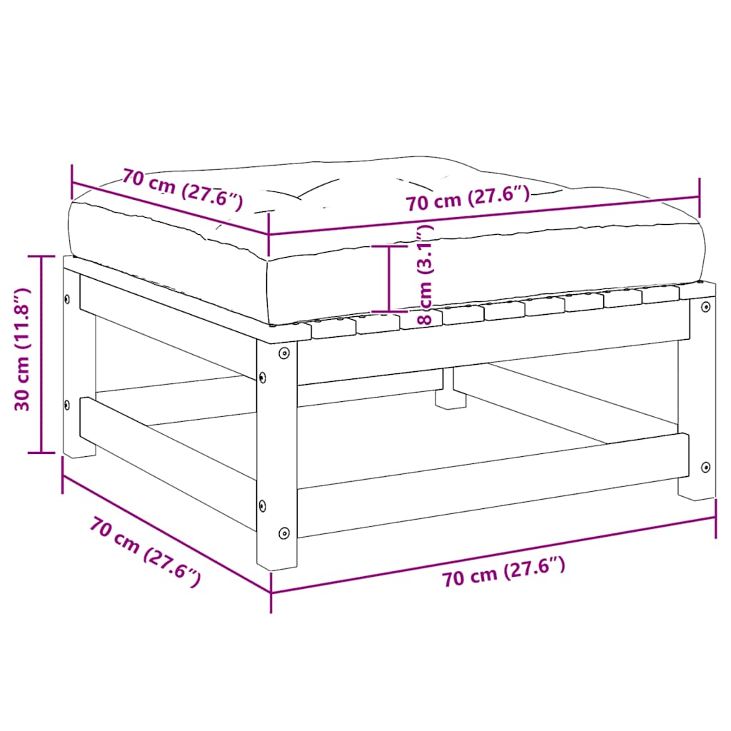 2-tlg. Garten-Lounge-Set mit Kissen Grau Kiefer Massivholz