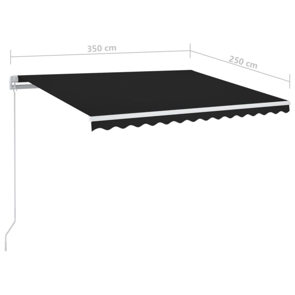 Markise Manuell Einziehbar mit LED 350x250 cm Anthrazit