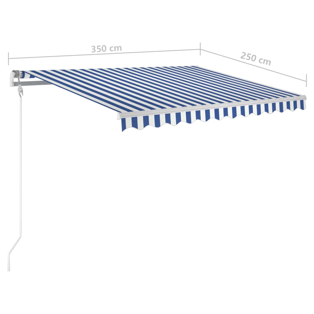 Automatische Markise mit LED Windsensor 350x250 cm Blau Weiß