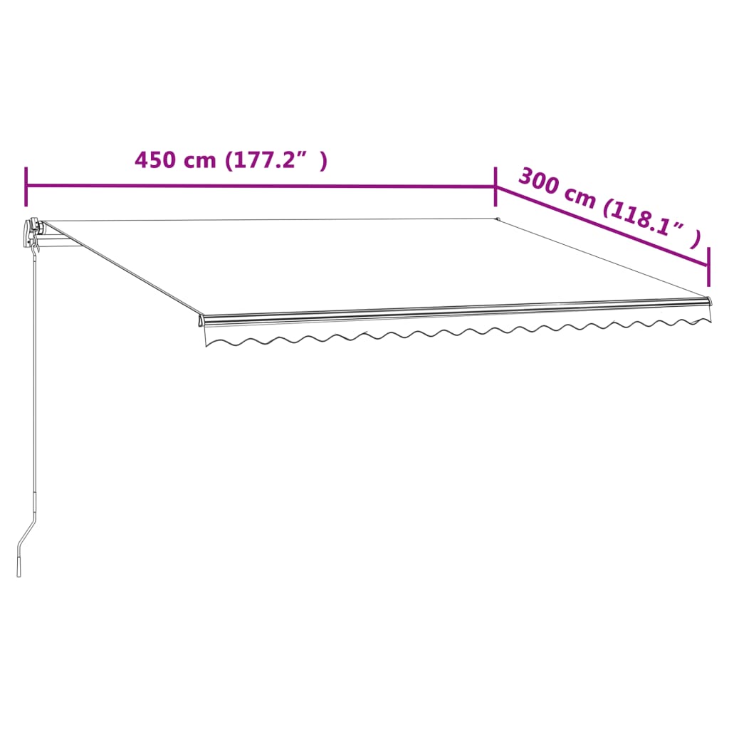 Markise Automatisch Einziehbar 450x300 cm Blau und Weiß