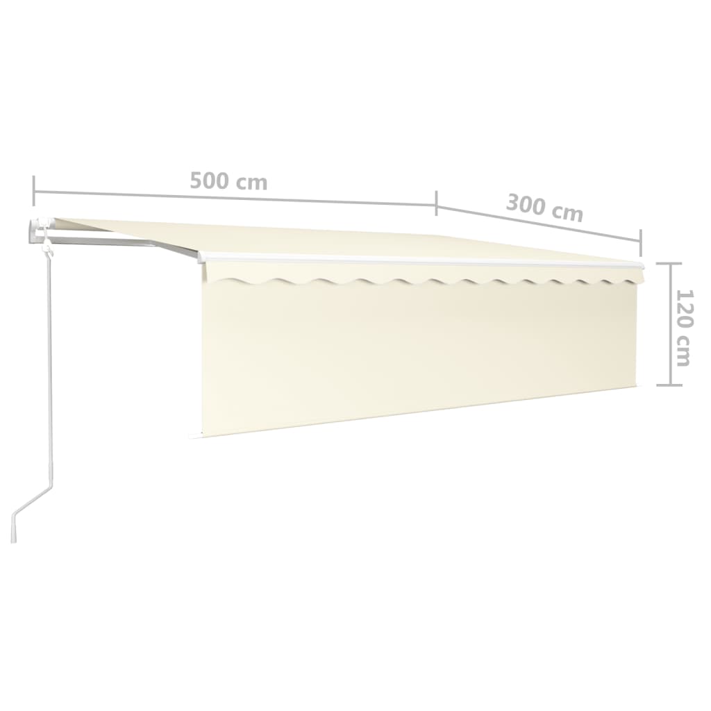 Markise Automatisch mit Rollo LED Windsensor 5x3 m Creme
