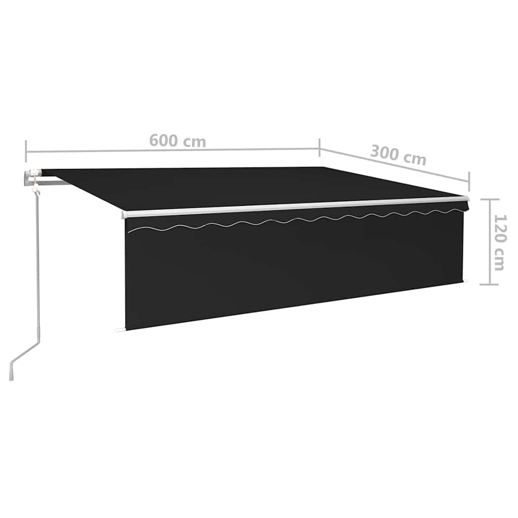 Markise Automatisch Einziehbar mit Volant 6x3 m Anthrazit