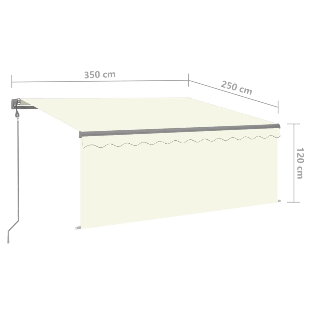 Markise Automatisch mit Rollo LED Windsensor 3,5x2,5m Creme