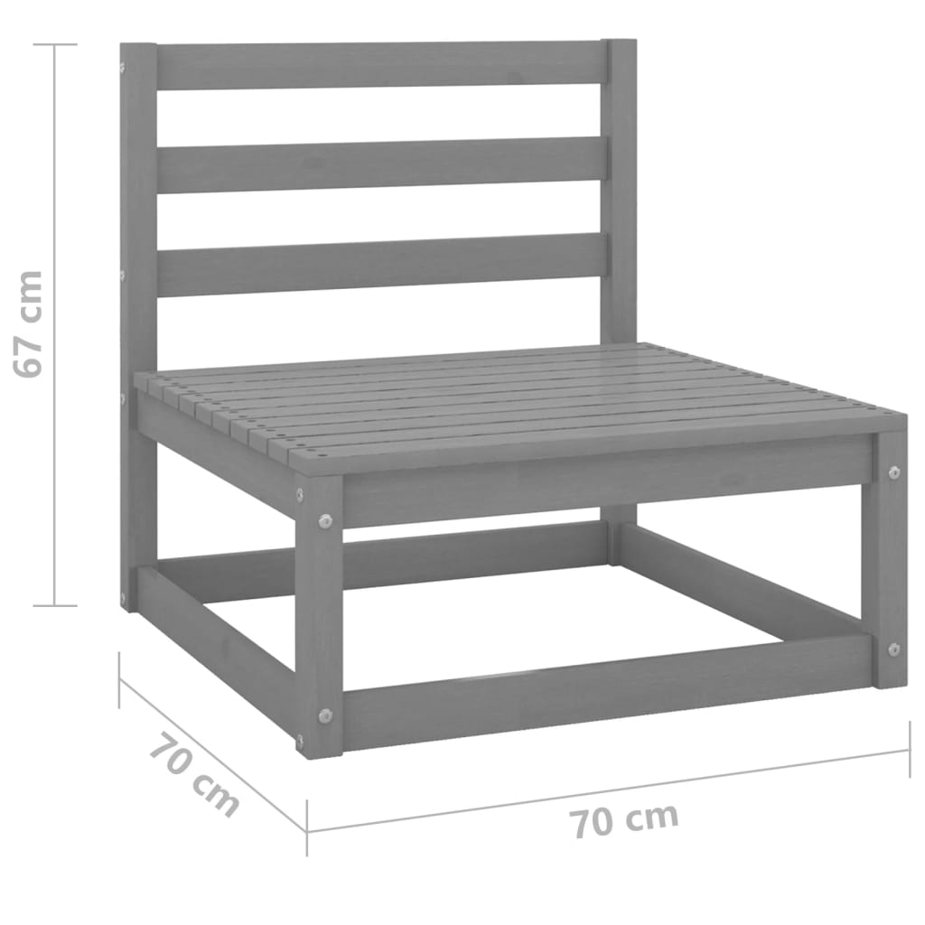Gartensofa 2-Sitzer Grau Massivholz Kiefer