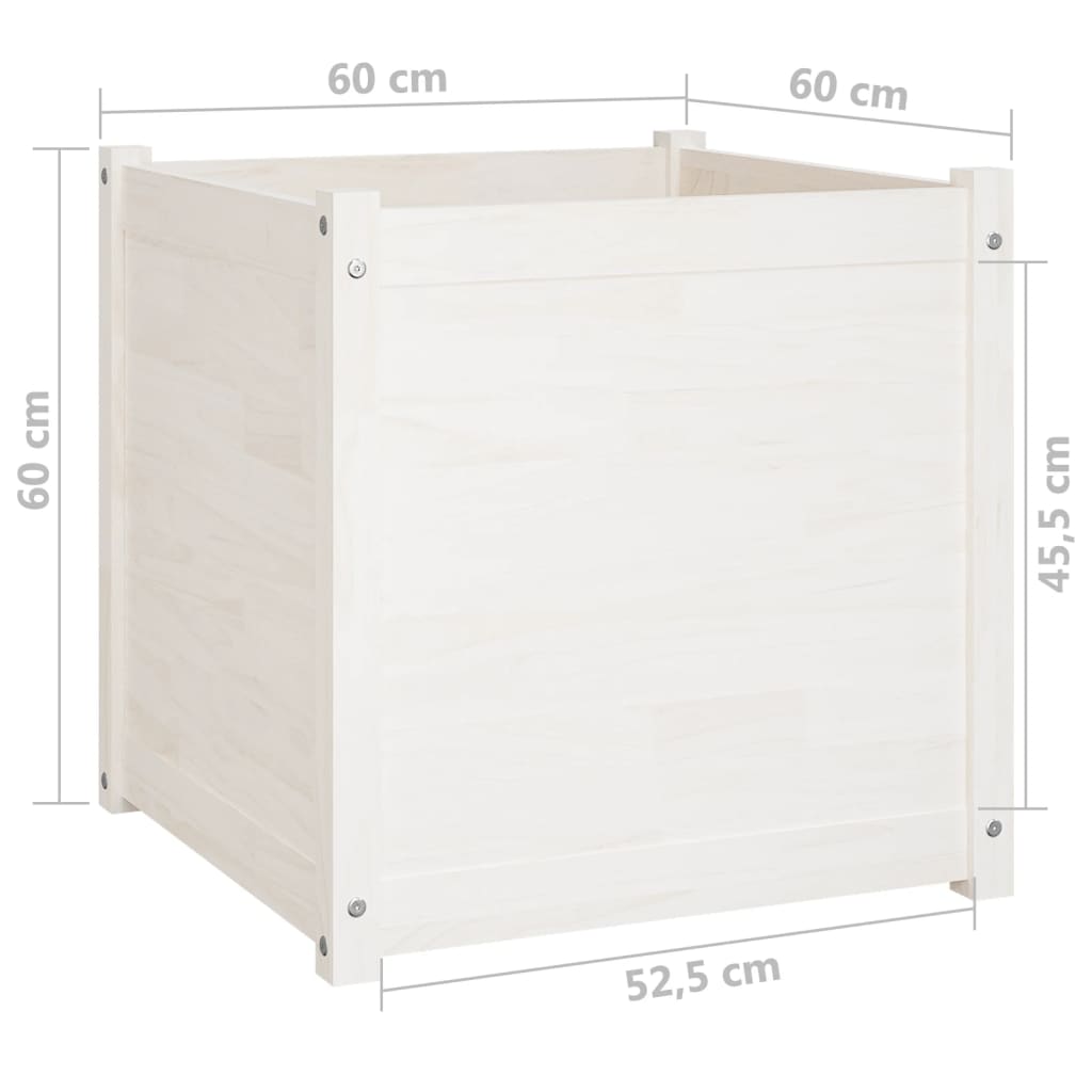 Pflanzkübel 2 Stk. Weiß 60x60x60 cm Massivholz Kiefer