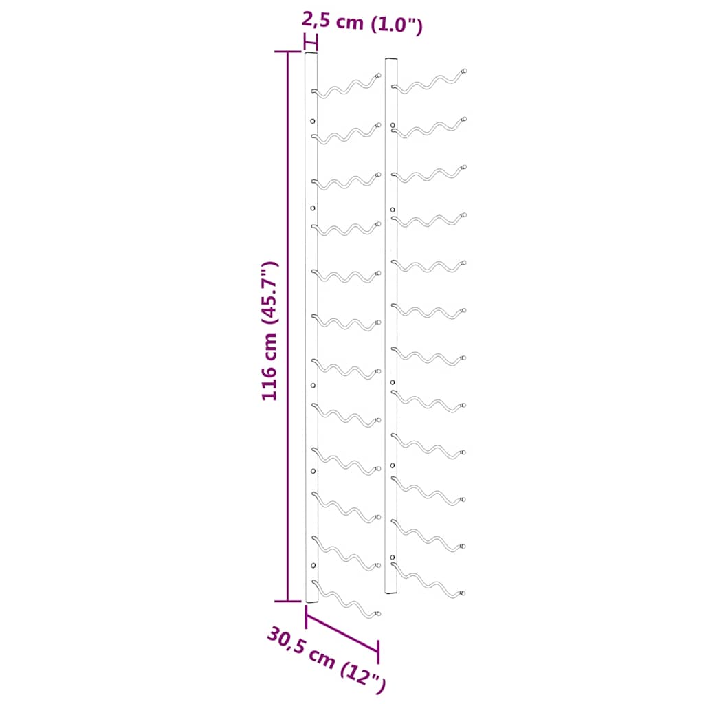 Wand-Weinregal für 36 Flaschen 2 Stk. Weiß Eisen