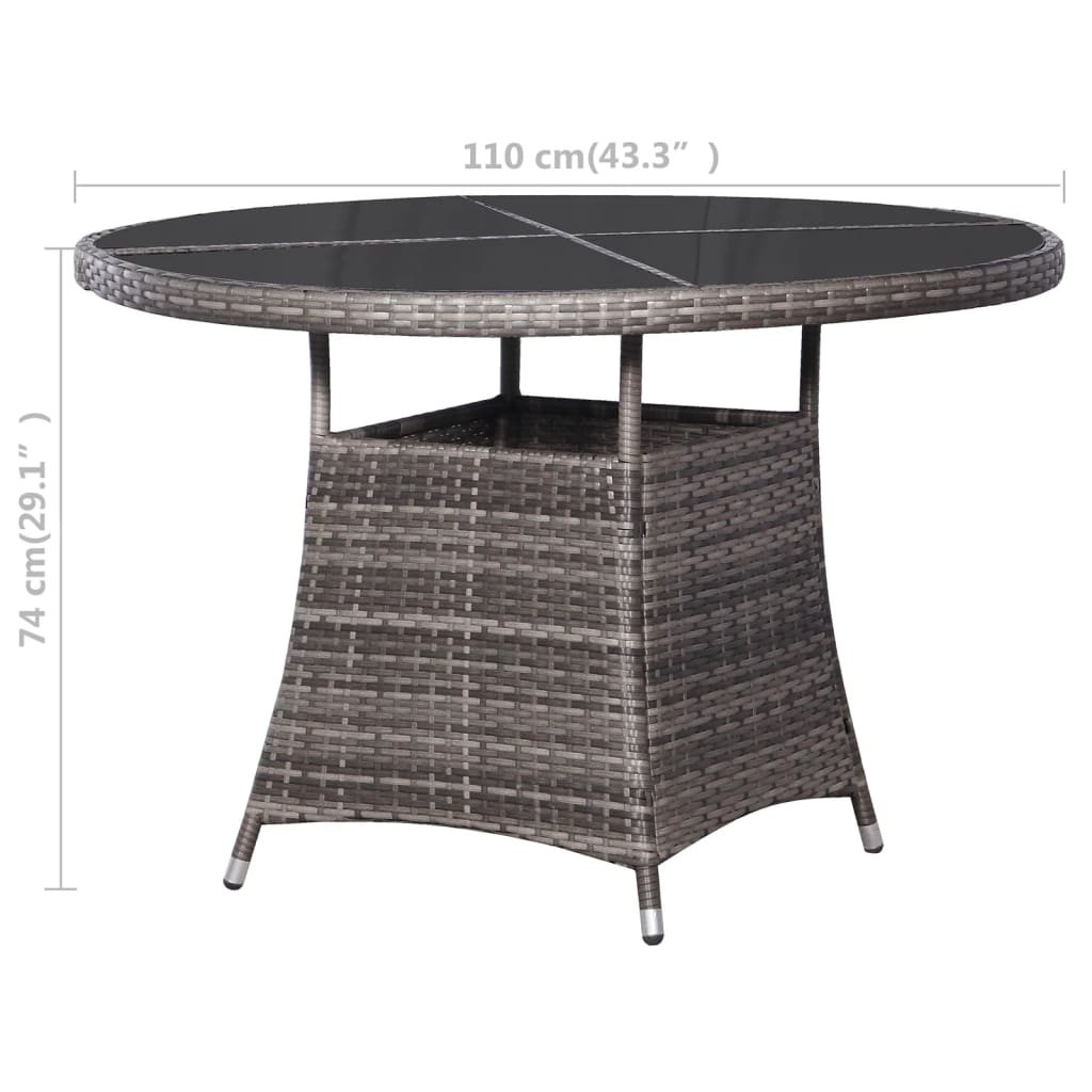 Gartentisch Grau Ø110x74 cm Poly Rattan