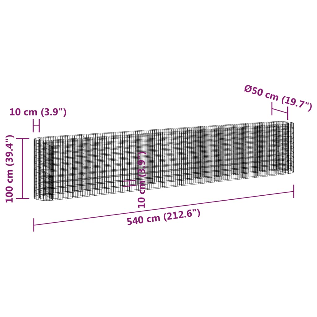 Gabionen-Hochbeet Verzinktes Eisen 540x50x100 cm