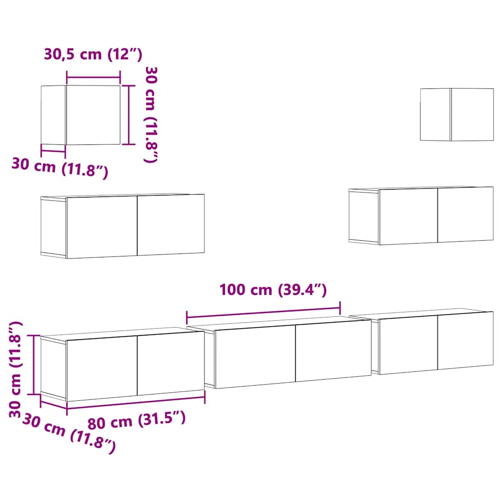 7-tlg. TV-Schrank-Set Weiß Holzwerkstoff