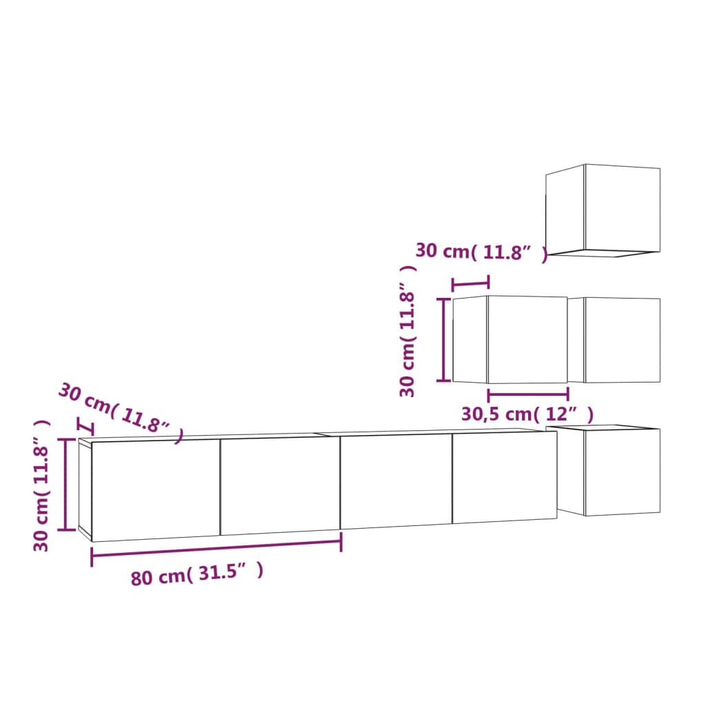 TV-Wandschrank Weiß Holzwerkstoff
