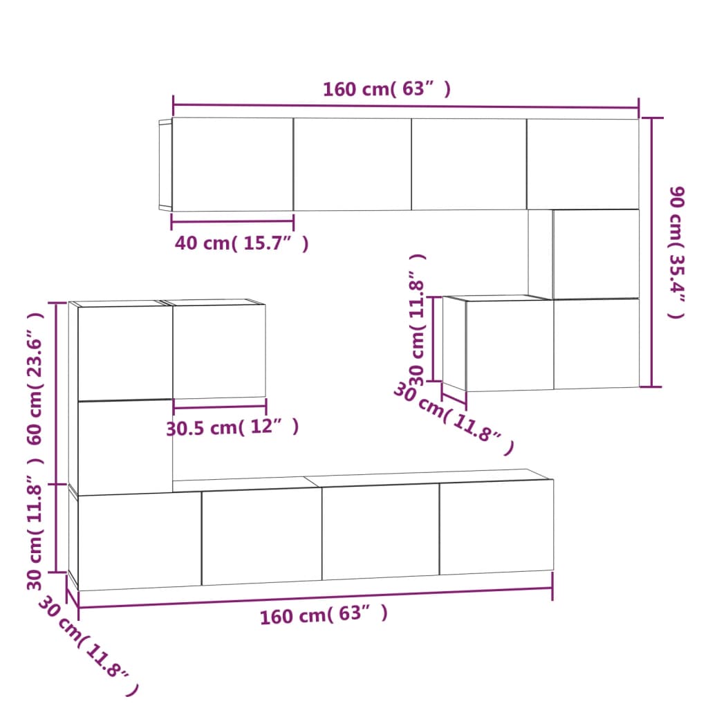 TV-Wandschrank Räuchereiche Holzwerkstoff