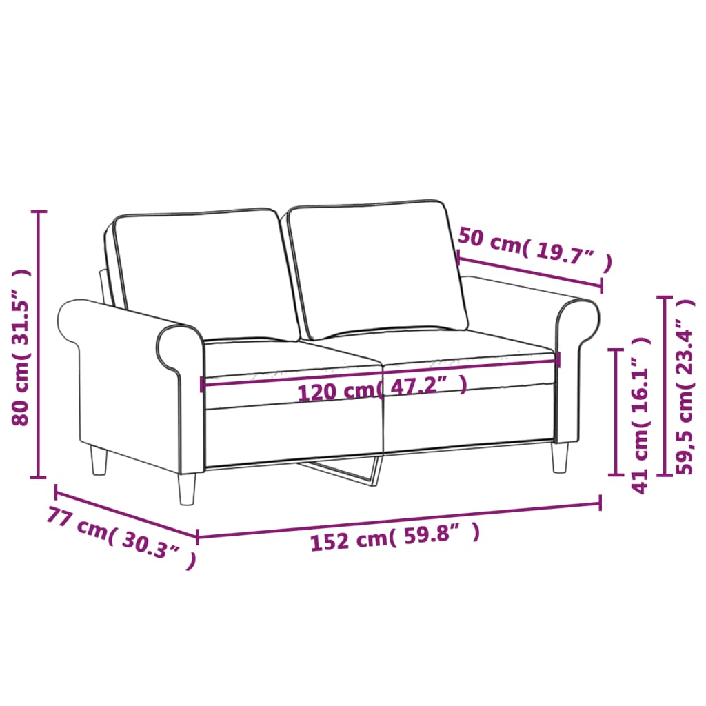 2-Sitzer-Sofa Hellgrau 120 cm Stoff