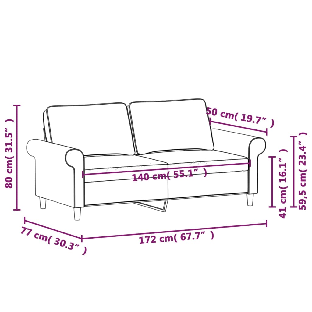 2-Sitzer-Sofa Dunkelgrau 140 cm Stoff