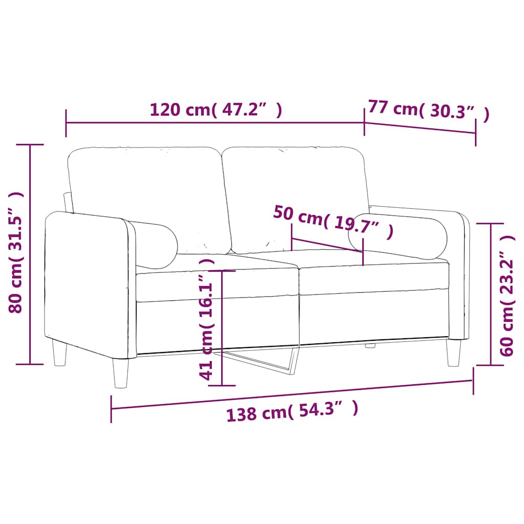 2-Sitzer-Sofa mit Kissen Dunkelgrau 120 cm Samt