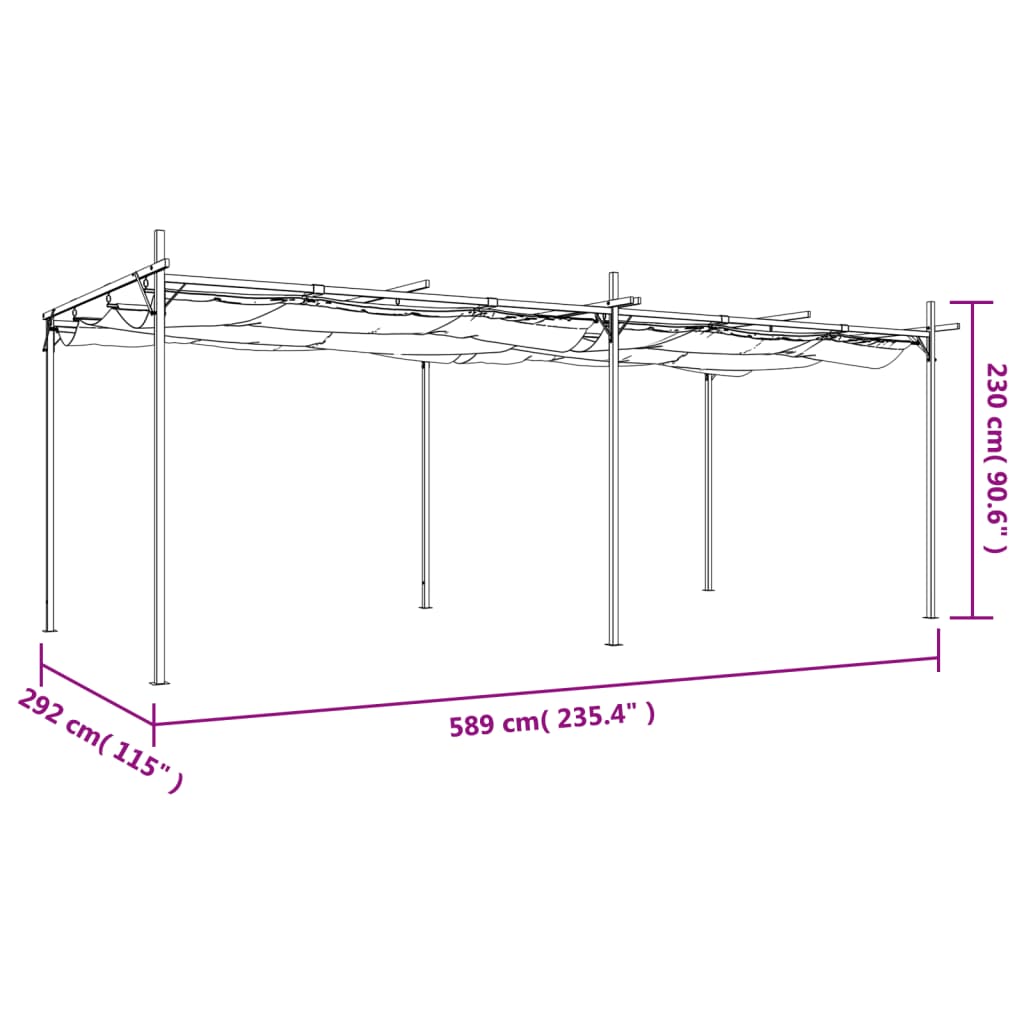 Pergola mit Schiebedach Anthrazit 589x292x230 cm