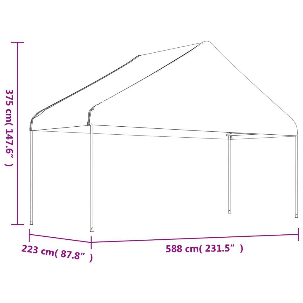 Pavillon mit Dach Weiß 13,38x5,88x3,75 m Polyethylen