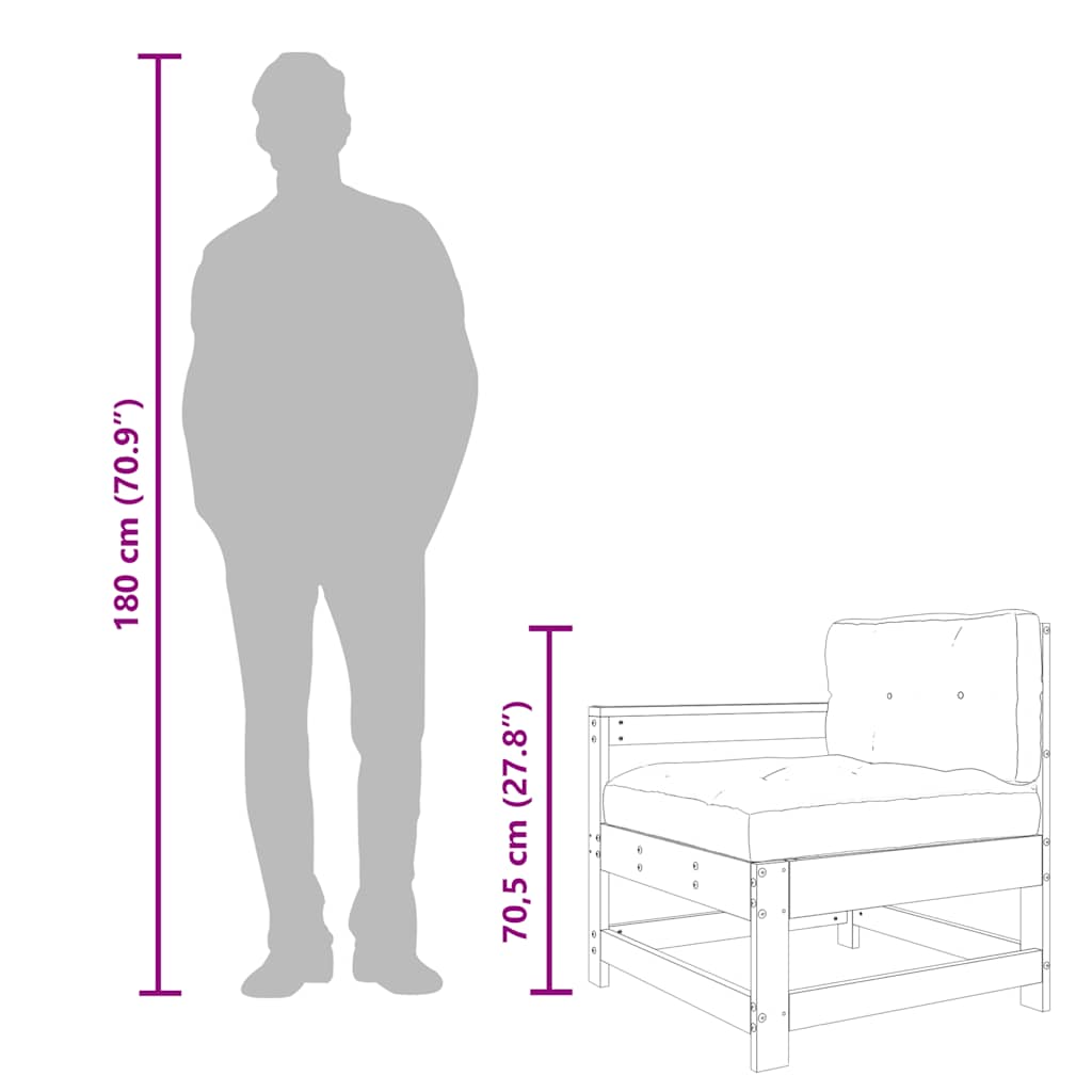3-tlg. Garten-Lounge-Set mit Kissen Kiefernholz Imprägniert